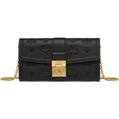 MCM Tracy Chain Wallet In Embossed Monogram - Black/Black