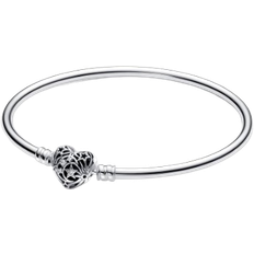 Bracelets Pandora Celestial Heart Clasp Bangle - Silver/Transparent