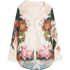 River Island Botanical Print Beach Shirt - Cream